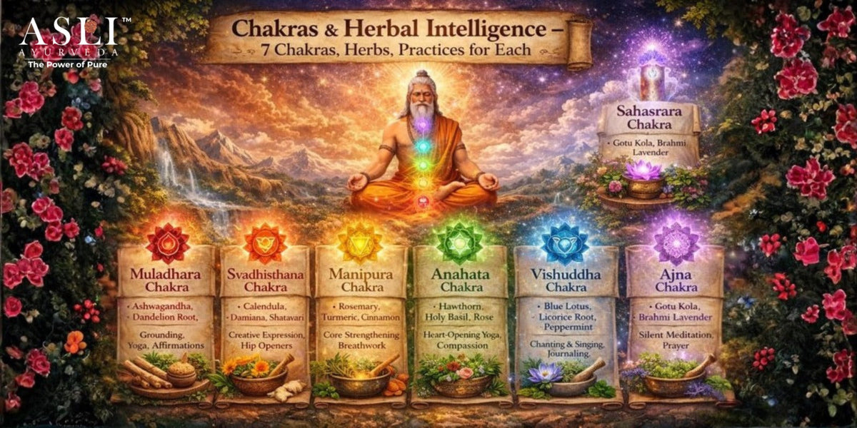 Chakras & Herbal Intelligence – 7 chakras, herbs, practices for each | Asli Ayurveda
