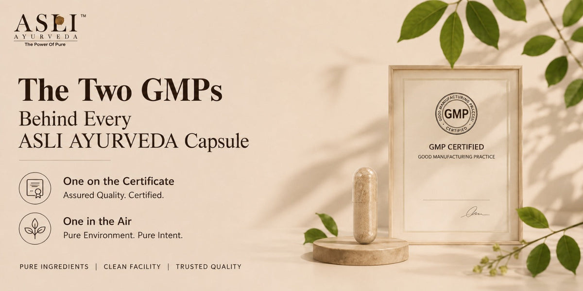 The Two GMPs Behind Every ASLI AYURVEDA Capsule — One on the Certificate, One in the Air